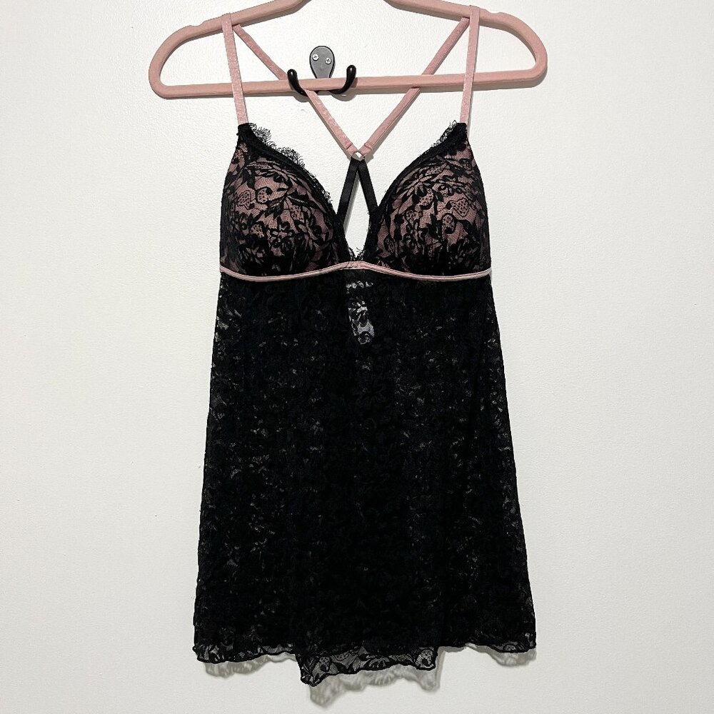 Womens Whimsigoth Sheer Lace Babydoll Slip L Romantic Goth Boudoir Lingerie